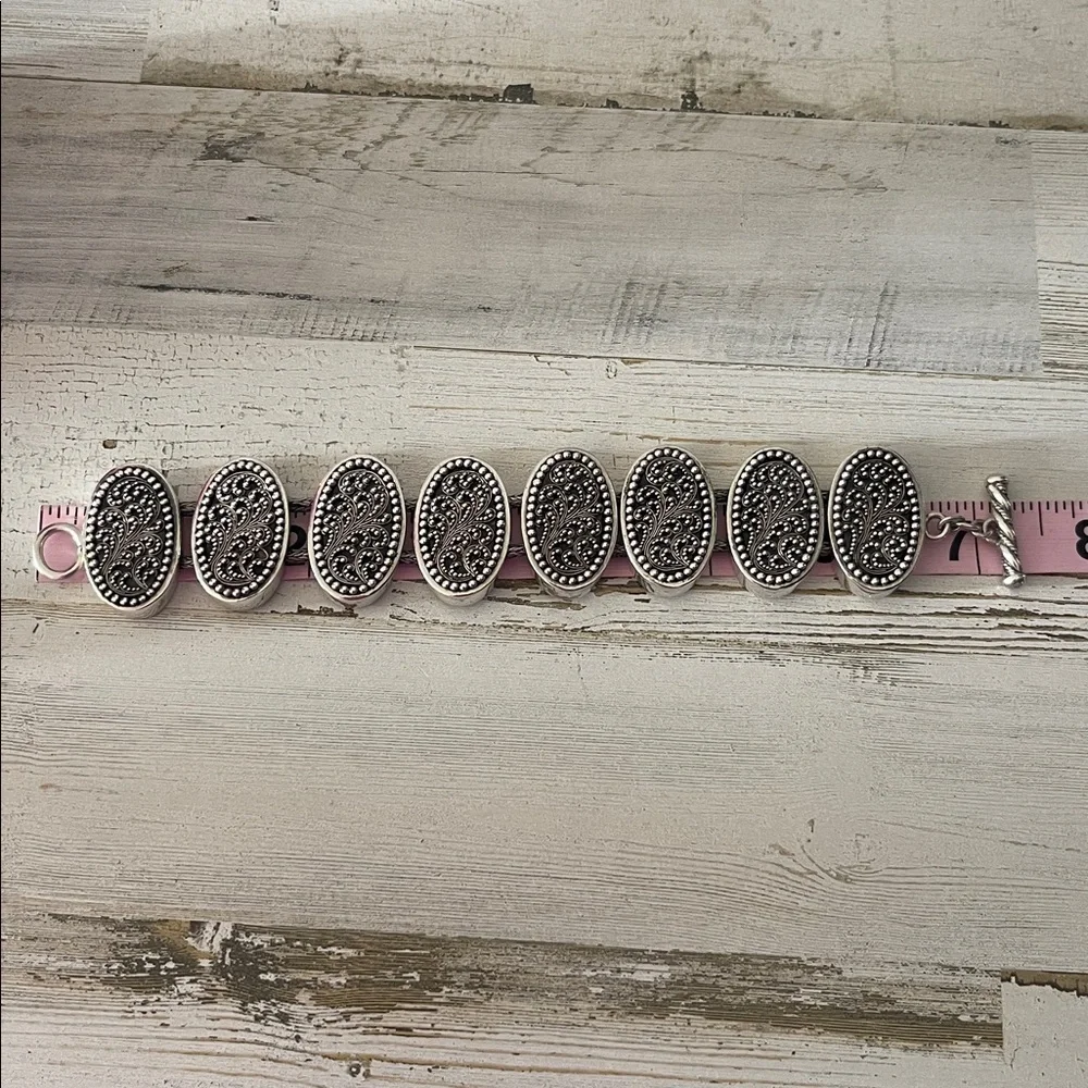 Rare Lois Hill Sterling Silver Oval Panel Statement Bracelet